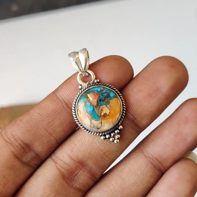 Colgante Ostra Cobre Turquesa Plata de Ley 925 Hecho a Mano Regalo PG8600 Foto 1 de 4