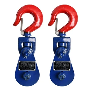 (2) Bloque de arrebato de 2 toneladas con gancho giratorio y pestillo de seguridad polea de 3", cable de 3/8" - Imagen 1 de 10