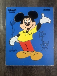 Vintage 1960s Playskool Wooden Tray Puzzle Disney Mickey Mouse 8Pc Complete - Picture 1 of 1