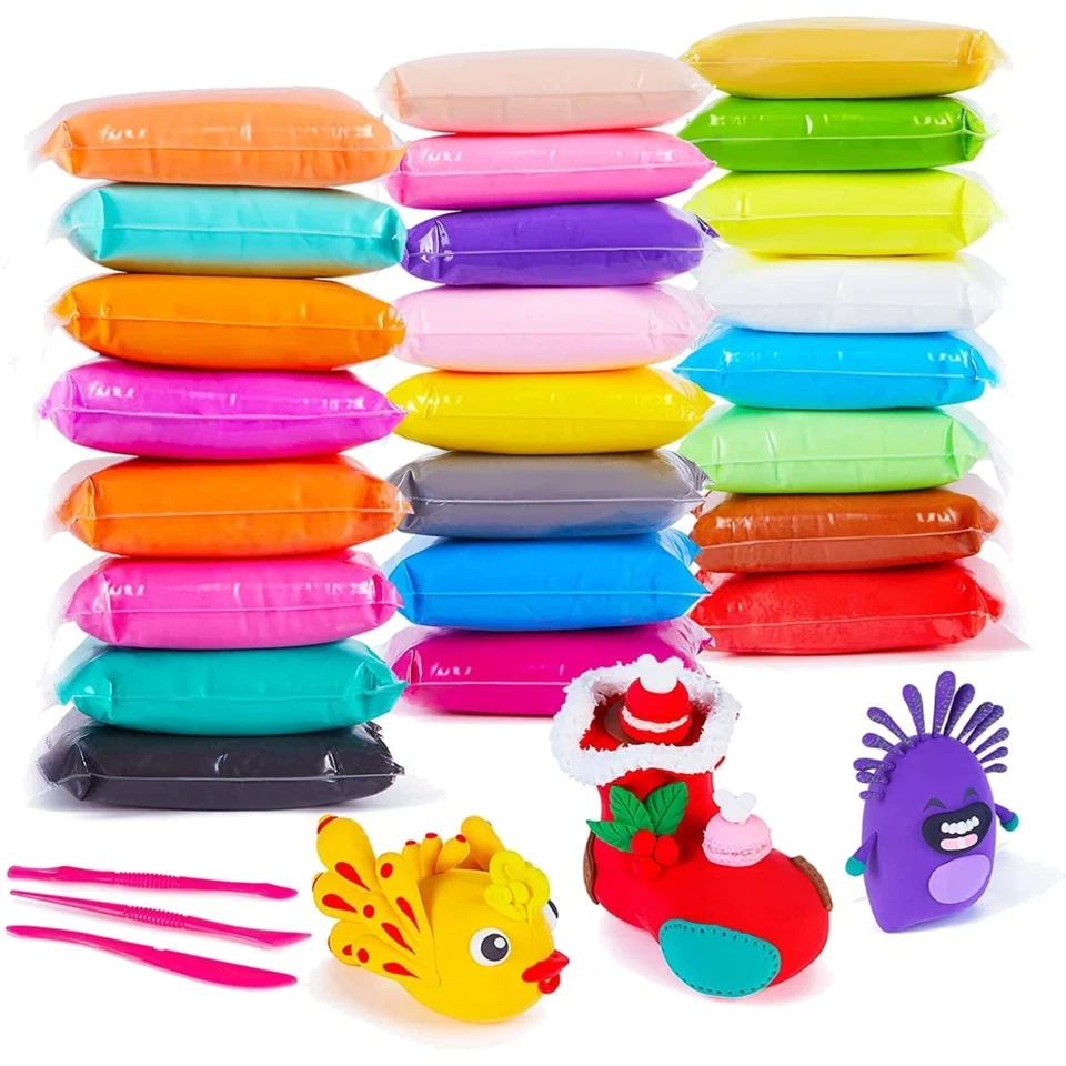 Modelliermasse, Lufttrocknend, Kinder, 24 Farben, Ton, Bastelset, Geschenk - Bild 1 von 1