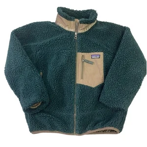 Patagonia Kids' Retro-X® Jacket Sherpa Hunter Green/Tan Color-block Size 6-7  - Picture 1 of 9
