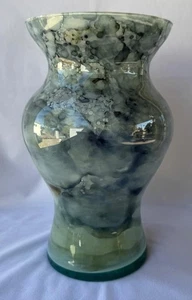 Genuine Italian Art Glass Vase Franco Italy Green Olive Pastel Colored No 668 - Picture 1 of 12