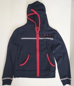 NWT Norton McNaughton Navy Patriotic Hooded LS Full Zip Knit Jacket Women's PS - Picture 1 of 9
