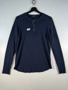 Wings+Horns Herren Henley Langarm Pullover T-Shirt Navy Blau Gr. Medium 18x26,5 - Bild 1 von 8