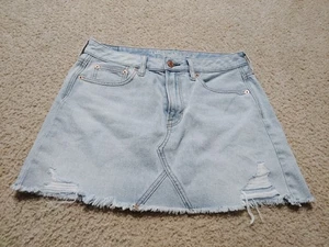 Vintage Y2K American Eagle Jeansrock helle Waschung Denim Damen 6 Festival Fransen - Bild 1 von 6