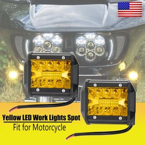 Par de luces de trabajo LED de 4" vainas de punto amarillo todoterreno camión ATV UTV conducción antiniebla - Imagen 1 de 12