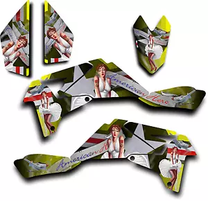 SUZUKI LTR450 R GRAPHICS DECAL KIT AMERICAN HERO PINUP STICKER LTR 450 YELLOW - Foto 1 di 1