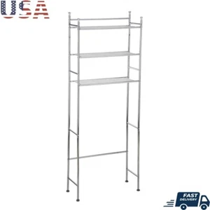 Over The Toilet 3 Shelf Steel Storage Unit Bathroom Space Saver Chrome Finish US - Picture 1 of 11