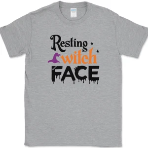 Resting Witch Face T-Shirt Funny Humor Halloween Costume Ghost Tee - Picture 1 of 8