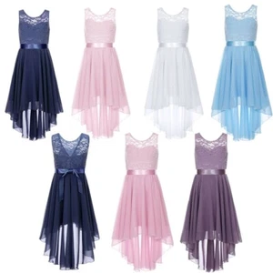 Kids Girls Dress Cut-out Sundress Lace Floral Ball Gown Prom Ball Flower Girl - Picture 1 of 62