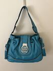 NEW Anne Klein Tassel Leather Hobo Handbag Turquoise Aqua Shoulder Bag Purse