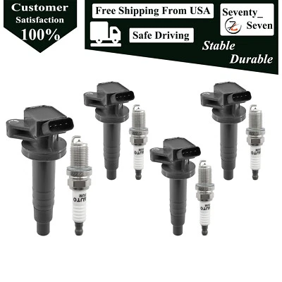 4Pcs Ignition Coil and Iridium Spark Plug Kit For 2000-2008 Toyota Corolla 1.8L - Imagem 1 de 4