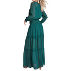 Venus 1x womens plus size Green Tiered Deep V-Neck Long-Sleeve Maxi Dress