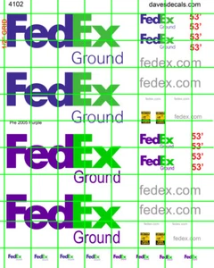 4102 DAVE'S HO DECALS FED EX GREEN TRUCK BOXCAR BUILDING SET see grid for sizing - Picture 1 of 2