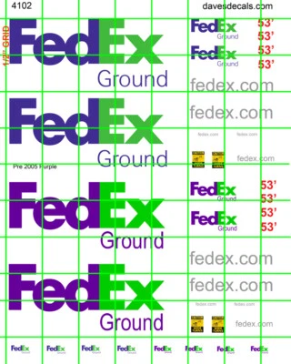 4102 DAVE'S HO DECALS FED EX GREEN TRUCK BOXCAR BUILDING SET see grid for sizing - Image 1 of 2