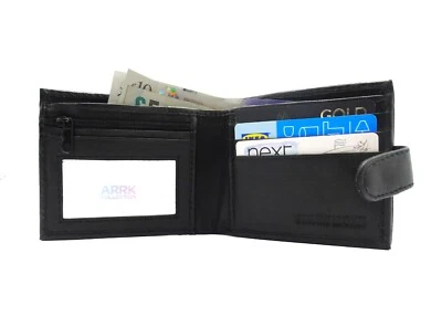 Mens Leather Black Wallet ID Credit Card Money Bags Holder RFID Signal Blocker - Image 1 of 4