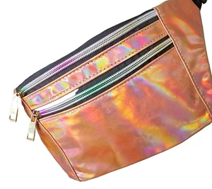 Unbranded Women's Iridescent Orange Fanny Pack Gold Zipper Accents NWOT - Picture 1 of 6