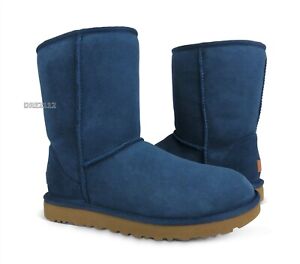 UGG Classic Short II Navy Blue Suede Fur Boots Womens Size 11 *NEW*
