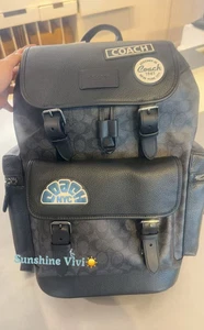 NWT Coach MEN's Large Sprint Backpack In Signature Canvas With Patches CY818 - Picture 1 of 13