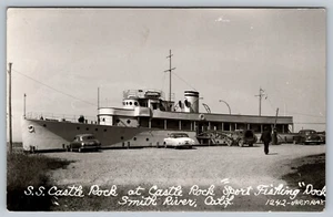 RPPC SS Castel Rock Sport Fishing Dock Ship Smith River CA Postcard - M7 - Picture 1 of 2