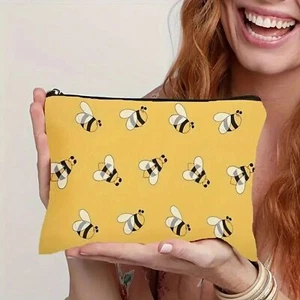 Borsa trucco cosmetica tessuto tela Bumble Bee custodia divertente viaggio conservazione nuova con etichette - Foto 1 di 5