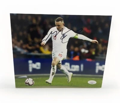 Foto autógrafa firmada por Wayne Rooney 8x10 Everton Manchester DC fútbol certificado de autenticidad JSA Foto 1 de 4