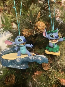 Disney Stitch Surfing and Aloha Stitch Christmas Ornaments - Picture 1 of 1