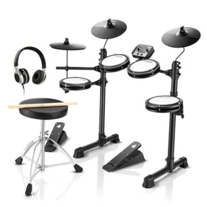 Electronic Drum Set with 4 Quiet Mesh Pads, 180+ Sounds, 2 Pedals, DED-80 - Picture 1 of 7