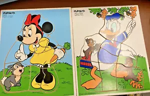 2 Vintage Playskool wood puzzles mini mouse 190-16 & Donald Duck 190-02 - Picture 1 of 13