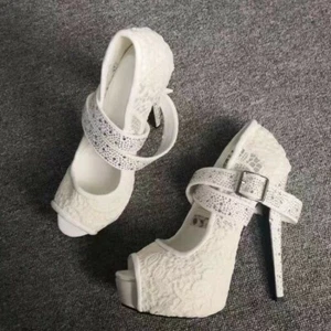Elegante Damen-Pumps Peep Toe Plateau hohe Absätze Spitzenschuhe Frau Übergröße 4-20 - Bild 1 von 4