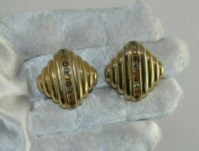 Pendientes con clip de cristal tono dorado Joan Rivers  Foto 1 de 4
