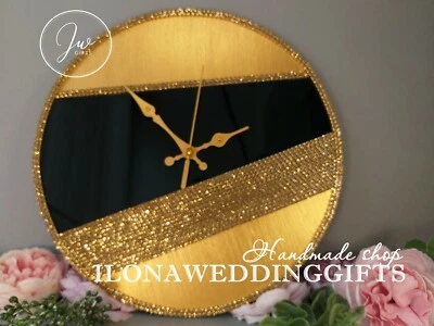 Swarovski Crystal Unique Wall Clock Elegant Minimalist Sunburst Beach House Sun - Image 1 of 4