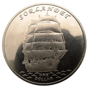 GILBERT ISLANDS - KIRIBATI 1 DOLLAR 2017 SAILING SHIP SORLANDET VESSEL UNC 35 mm - Picture 1 of 2