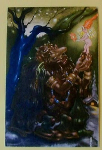 Troll/Armreif/Juwel/kleine Blumenfee-Künstler ROLF-Vintage GOTT JUL Postkarte - Bild 1 von 3