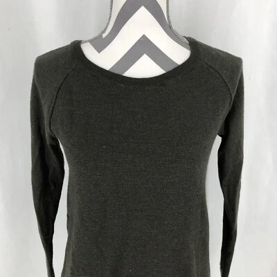 Max Studio Olive Green 100% Extrafine Merino Wool Sweater Zip Back Medium - Image 1 of 4