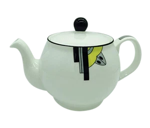 Elegante teiera "Ritzy" Art Deco Fine Bone China 2 tazze design giallo - Foto 1 di 2