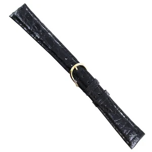 18mm Morellato Black Genuine Crocodile Padded Stitched Men's Band 857 Regular - Picture 1 of 3