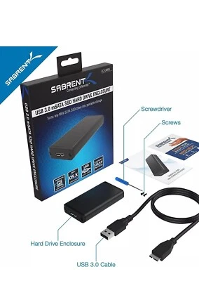 Sabrent EC-UKMS Drive Enclosure External - Black - 1 x Total Bay - mini-SATA - Image 1 of 3