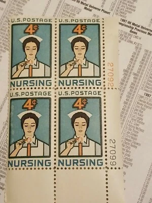 🇺🇸💎🔥📈 U.S.A. 1950's NURSING STAMPS Plate Block of 6,Sc VF MNH** 🔥💥⚡️ - Image 1 of 4