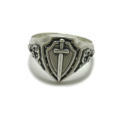 Stylish Sterling Silver Men's Ring Hallmarked Solid 925 Sword Handmade - Image 1 of 4