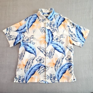 Caribbean Hawaiian Shirt Men's XL Multicolor Linen Blend Button Up S/S Floral - Picture 1 of 14