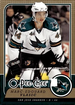 Marc-Edouard Vlasic - Signed 2008-09 O-Pee-Chee Card #74 - San Jose Sharks - Image 1 of 2