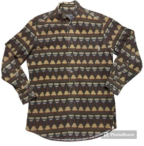 Vintage Woolrich Flannel Shirt Men's L Woodland Aztec Western Print USA Made - Picture 1 of 11