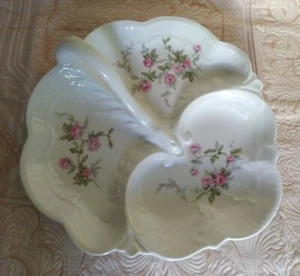 BANDEJA DE SERVIR LIMOGE HAVILAND 3 SECCIONES CON MANGO ROSA ROSA FLORAL SABOR - Imagen 1 de 7
