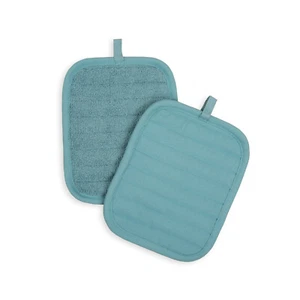 Mainstays Kitchen Cotton Pot Holders Heat Resistant 2 Piece 7 in X 9 In Teal - Picture 1 of 4