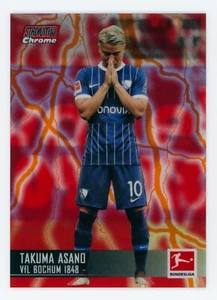 Tarjeta refractora Takuma Asano Topps Stadium Club 2021-22 cromada roja/naranja 2/4 - Imagen 1 de 3