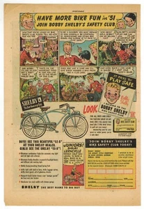 Anuncio de bicicletas Shelby c1951 - Club de seguridad para bicicletas Bobby Shelby - Imagen 1 de 2