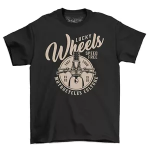 Motorcycle Culture Lucky Wheels Speed Free Adults Motorbike T-Shirt Men's Shirt - Picture 1 of 6