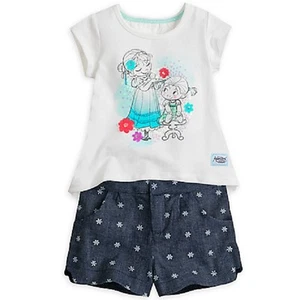 DISNEY STORE ANIMATORS COLLECTION FROZEN SHORT SET TOP & SHORTS LOTS NICE DETAIL - Picture 1 of 6