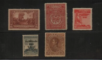 Venezuela: 5 diff. values 1st. Centenary, mint Nh 1 value hinged. VZ2339* - Image 1 of 2